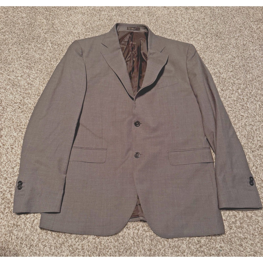 Massimo Dutti Extrafine Wool 42R Gray Graph Check Blazer Sport Jacket Two Button